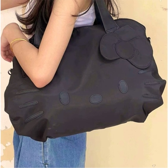 Hello Kitty Handbags - Hello Kitty Duffle Bag Black on Black, Hello Kitty Bag, Hello Kitty Travel Bag